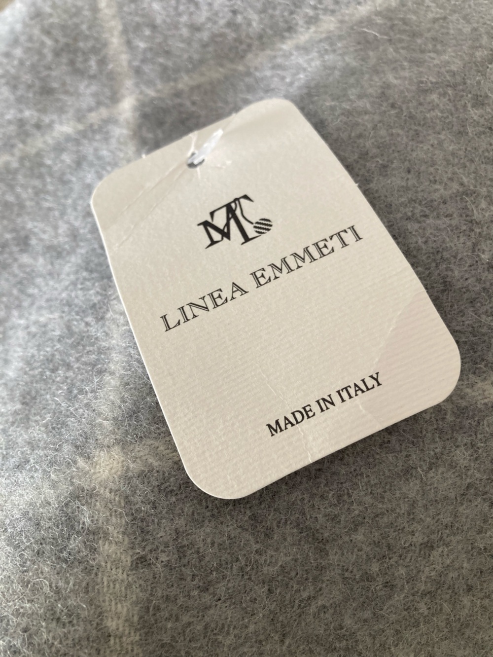 Linea Emmeti gray white windowpane Italian wool throw